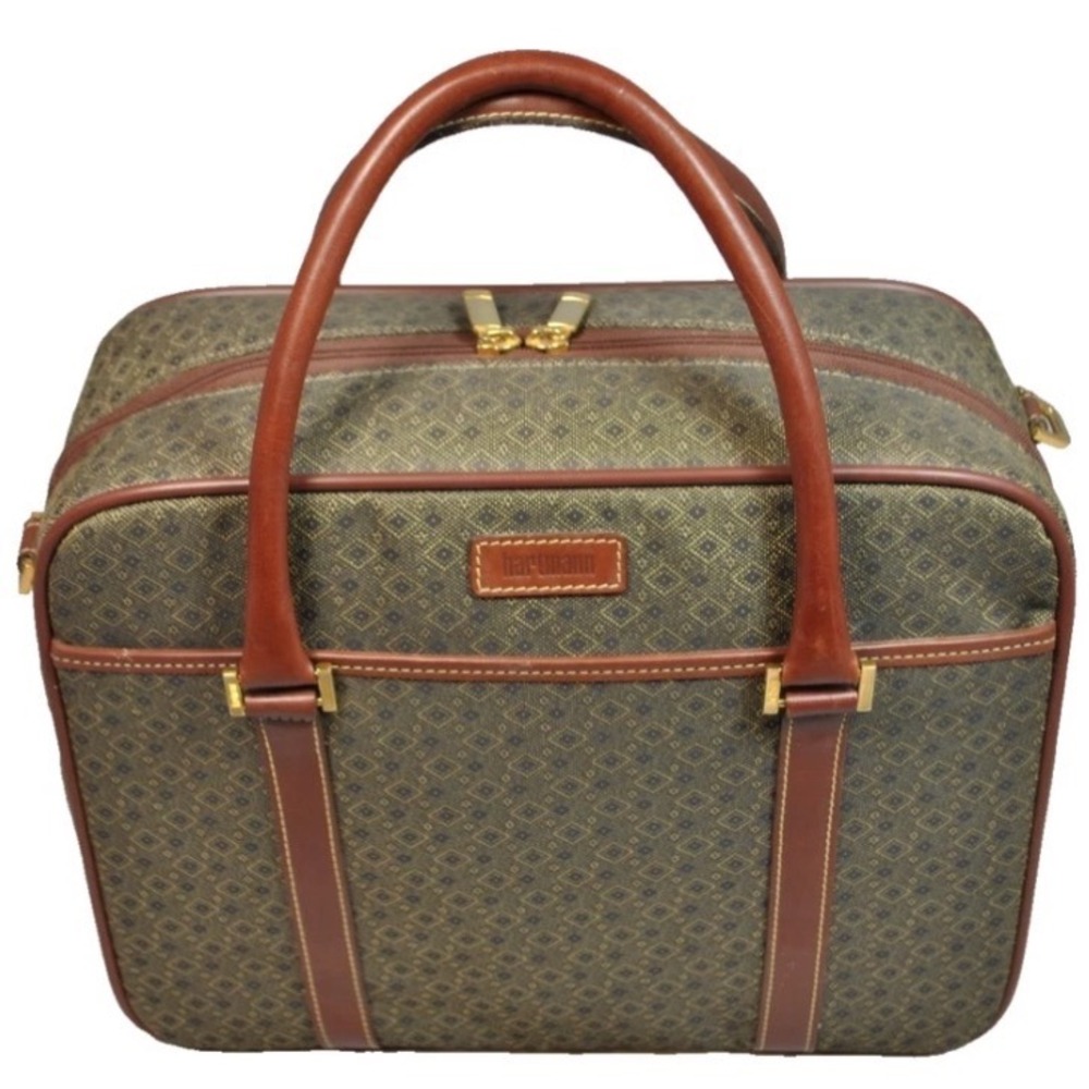 Hartmann Wings Vintage Monogram Leather Brown Carry On Luggage Unisex